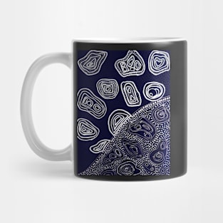 Australian Aboriginal inspiration in Navy Blue and White - Original Painting Mug